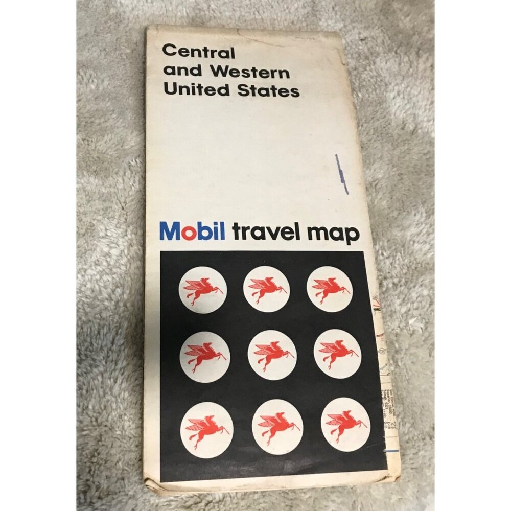 Mobil Travel Map Central & Western United States 1960s Edition Vitg Collectible
